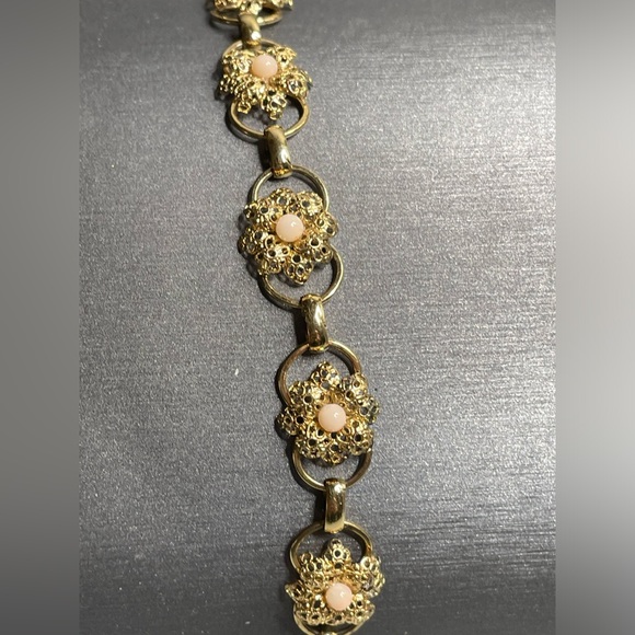 Vintage Gold Filled Panel Link Flower Bracelet Size 7 Needs Clasp See All Images - Picture 5 of 10